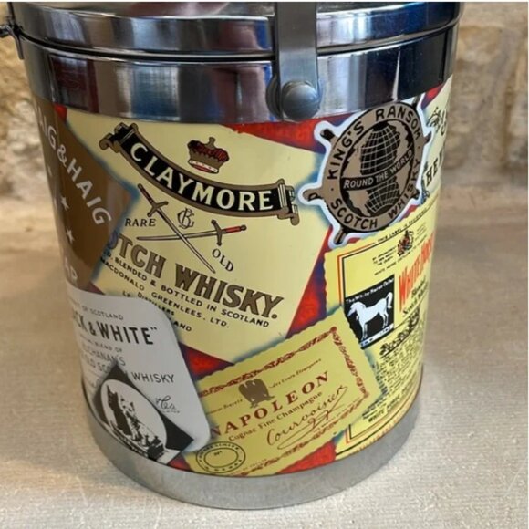 Vintage International Whiskey Alcohol Labels Ice Bucket Mid Century Barware - Picture 9 of 11